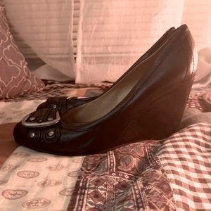 Buckle Black Dress Wedges